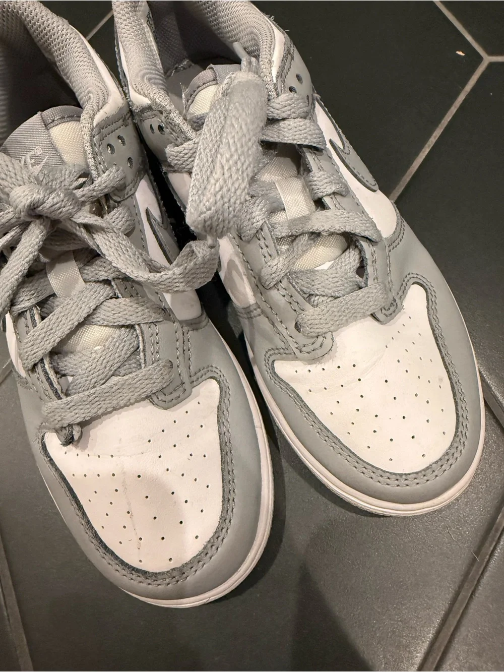Nike Kids White and Gray Low-Top Sneakers